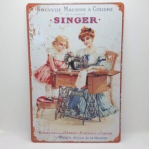 French Singer Ad Metal Tin Sign Plaque Wall Hanging Decor 8"x12" Craft Room